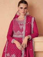 Rani Pink Premium Chinon Silk Sharara Suit